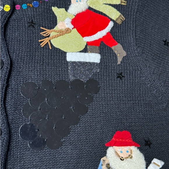 Susan Bristol Festive Black Cardigan with Santa Designs size medium - Picture 6 of 15